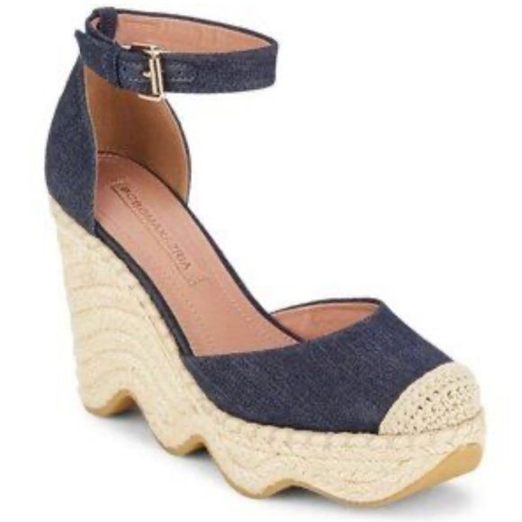 BCBGMaxAzria Navy Denim Wedge Espadrilles - Picture 1 of 3